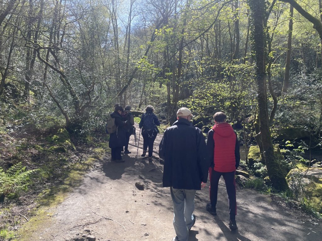 group walking down a country path